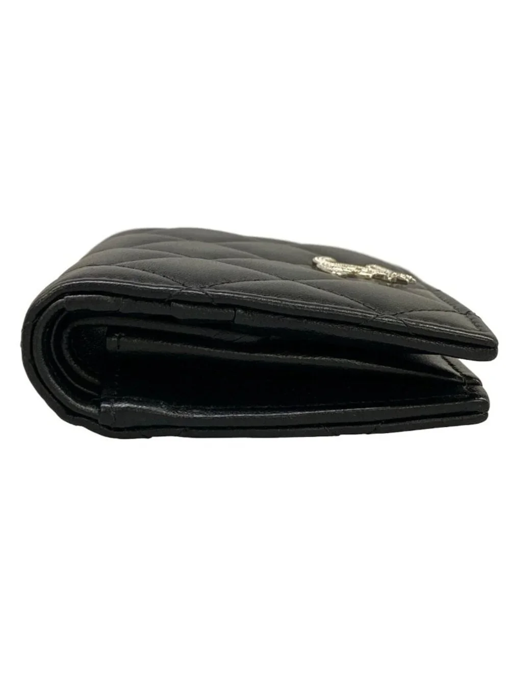 Chanel Bifold Wallet Quilted AP Black Silver Star Rhinestone Lambskin